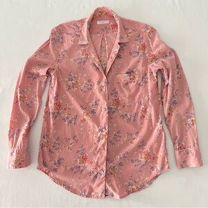 Equipment Femme Pink Silk Floral Button Down Pocket Collared Shirt Small Petite